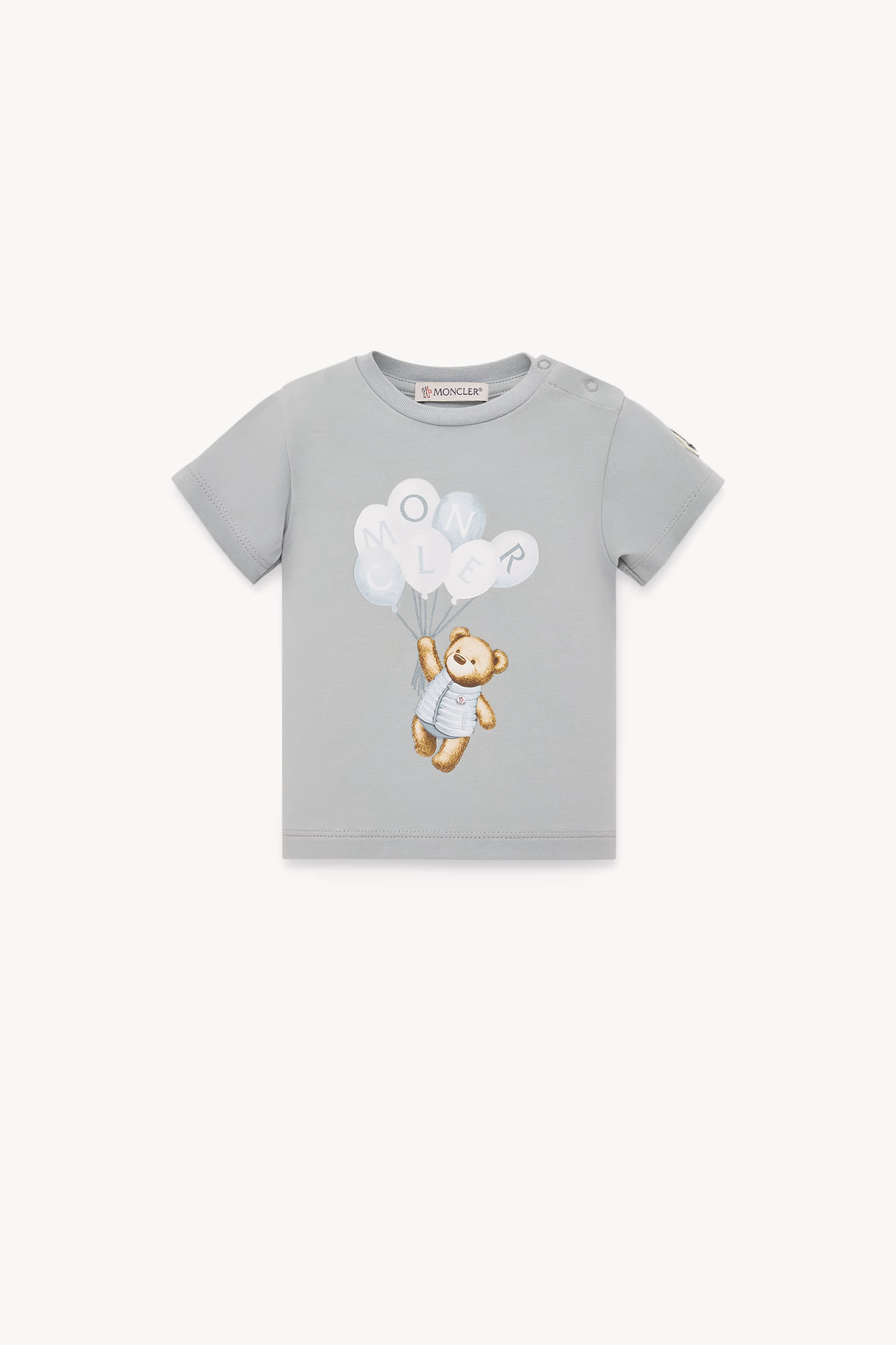 Teddy Bear Motif Cotton T-Shirt Gender Neutral Grey Moncler